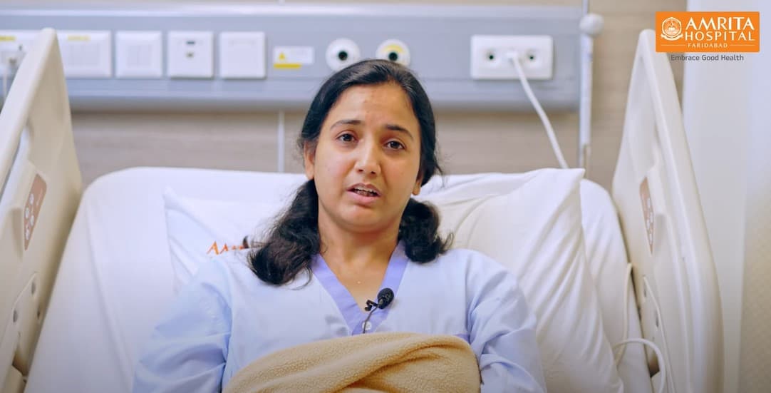 Ms. Megha Jain recounts her pain-free surgical experience at Amrita Hospital, Faridabad